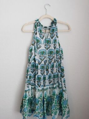 Blue & Green Floral Halter Sundress